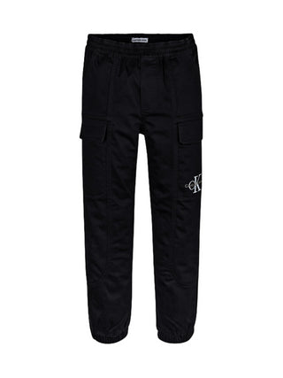 Calvin Klein Jeans pantaloni cargo stretch con tasconi nero