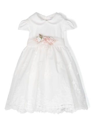 Mimilù abito da cerimonia neonata con ricami floreali bianco