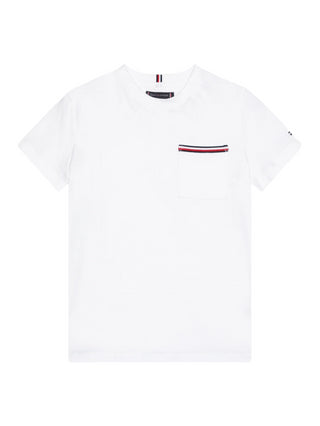 Tommy Hilfiger T-shirt manica corta con taschino iconico bianco