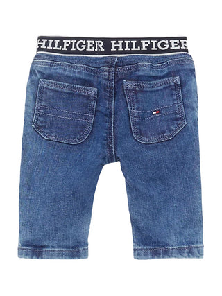 Tommy Hilfiger jeans in denim stretch con banda logo lavaggio blu scuro