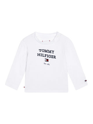 Tommy Hilfiger T-shirt a manica lunga in cotone bianco
