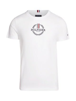 Tommy Hilfiger T-shirt manica corta slim fit con logo bianco