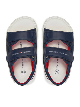 Tommy Hilfiger sandali in ecopelle con strappi blu