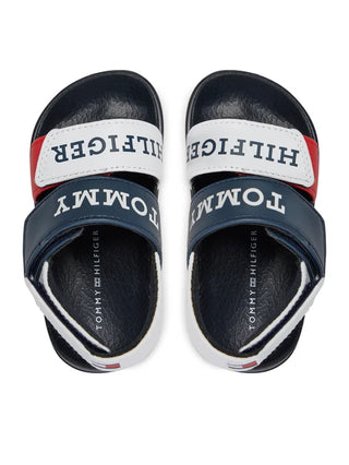 Tommy Hilfiger sandali con strappi e logo blu